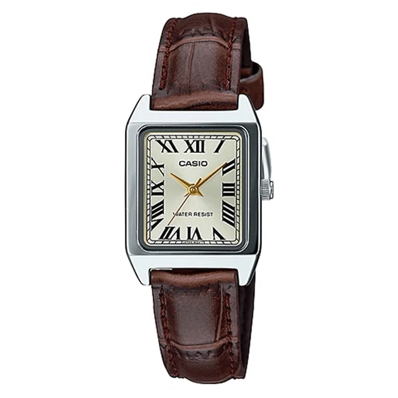 Casio Ladies' Standard Analog Brown Leather Strap Watch LTPV007L-9B LTP-V007L-9B