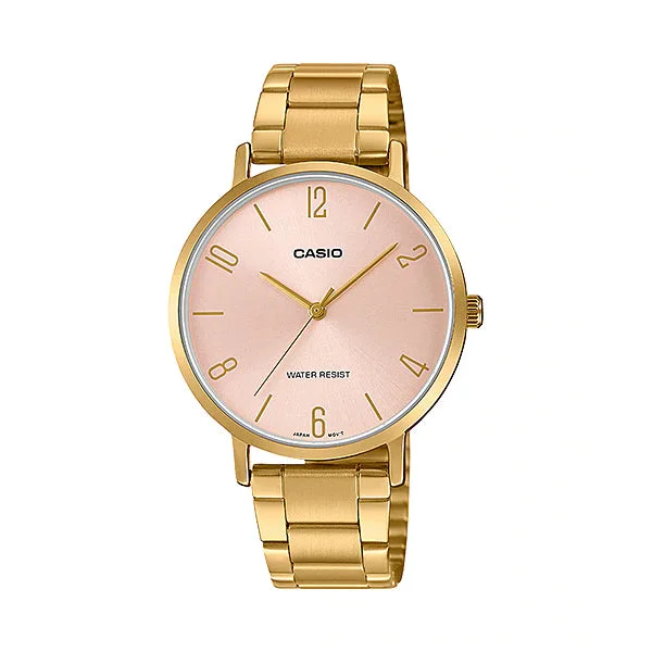 Casio Ladies' Analog Gold Ion Plated Stainless Steel Band Watch LTPVT01G-4B LTP-VT01G-4B