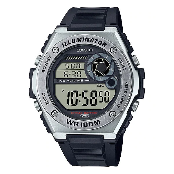 Casio Digital Black Resin Band Watch MWD100H-1A MWD-100H-1A