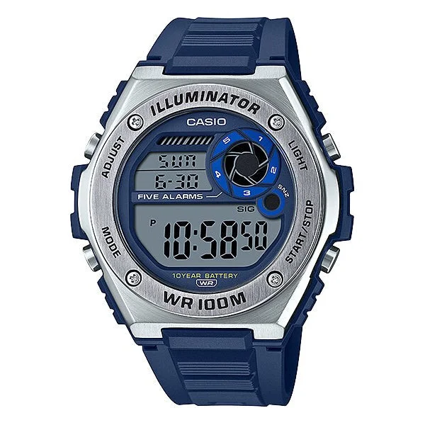 Casio Digital Blue Resin Band Watch MWD100H-2A MWD-100H-2A