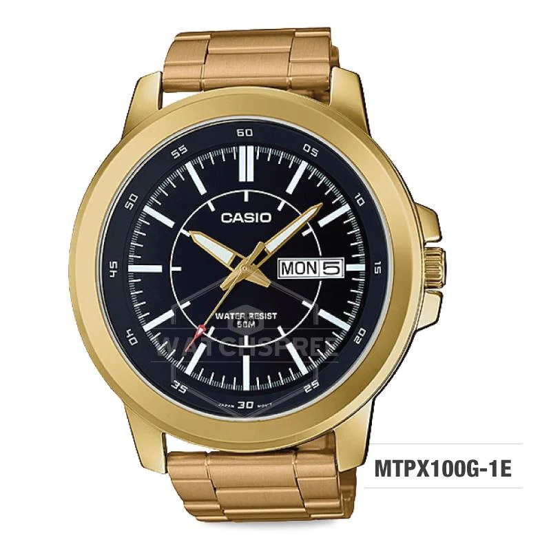 Casio Men's Standard Analog Gold Tone Stainless Steel Watch MTPX100G-1E