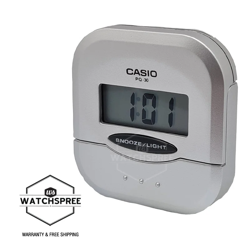 Casio Silver Resin Table Clock PQ30-8D PQ-30-8D PQ-30-8