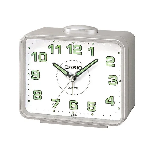 Casio Analog Silver Resin Table Clock TQ218-8D TQ-218-8D TQ-218-8