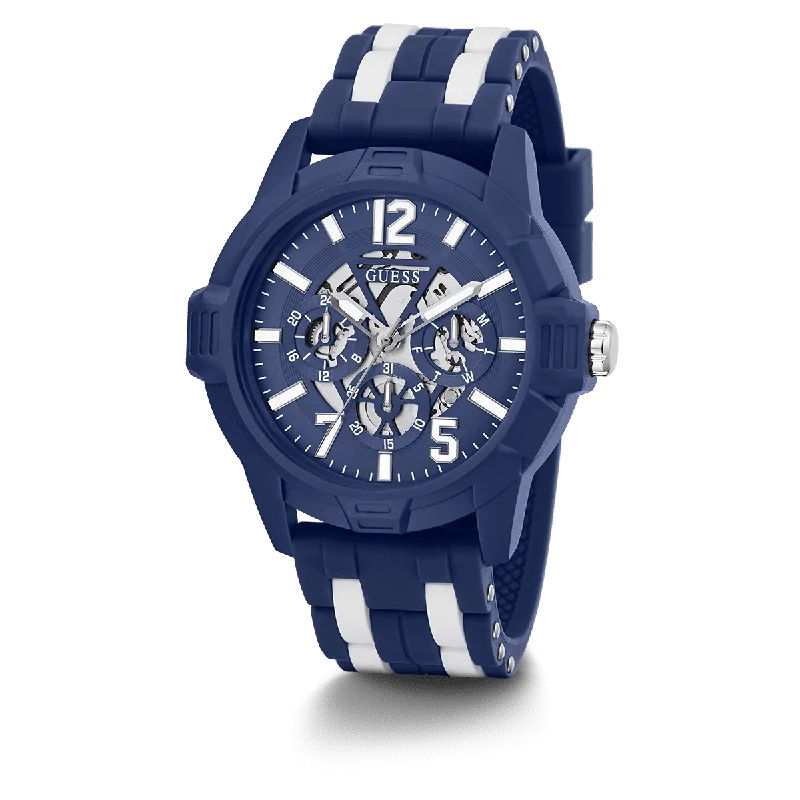 ECO-FRIENDLY BLUE AND WHITE BIO-BASED AND RECYCLABLE WATCH