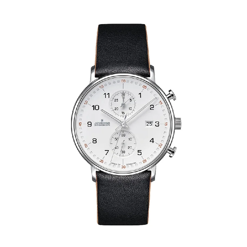 FORM C Chronograph With Numerals 40mm - White on Black Leather Strap