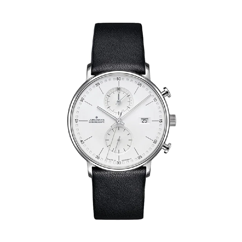 FORM C 40mm - White on Black Leather Strap