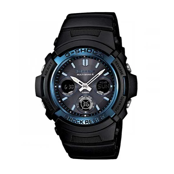 Casio G-Shock Analog-Digital Tough Solar MULTIBAND6 Black Resin Strap Watch AWGM100A-1A AWG-M100A-1A