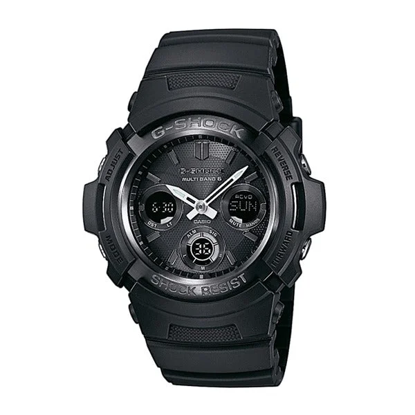 Casio G-Shock Analog-Digital Tough Solar MULTIBAND6 Black Resin Band Watch AWGM100B-1A AWG-M100B-1A