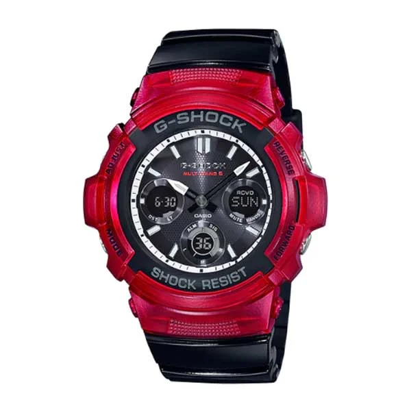 Casio G-Shock Analog-Digital Tough Solar MULTIBAND6 Black Resin Band Watch AWGM100SRB-4A AWG-M100SRB-4A