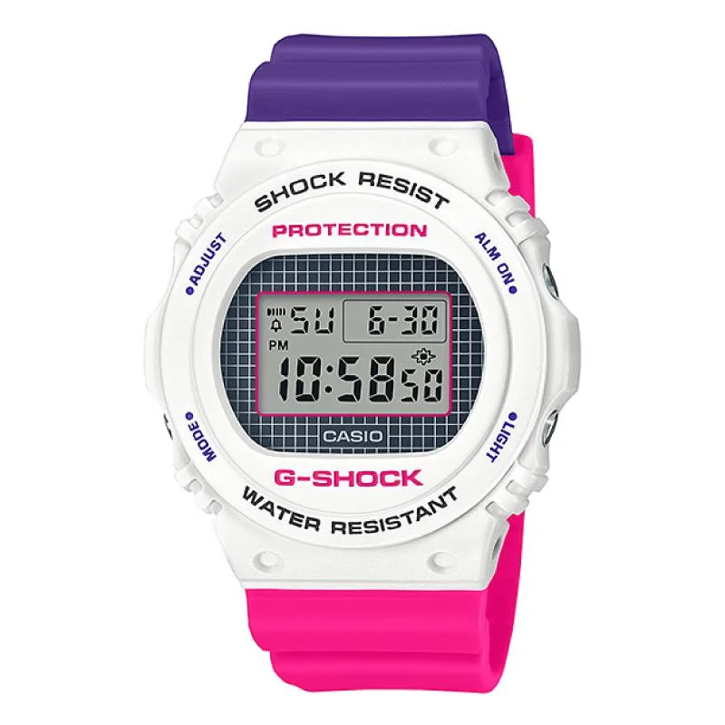 Casio G-Shock DW-5700 Lineup Special Color Models Purple and Pink Resin Band Watch DW5700THB-7D DW-5700THB-7D DW-5700THB-7