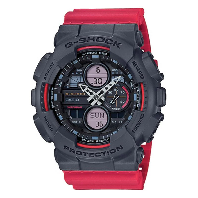 Casio G-Shock Standard Analog-Digital GA series Red Resin Band Watch GA140-4A GA-140-4A