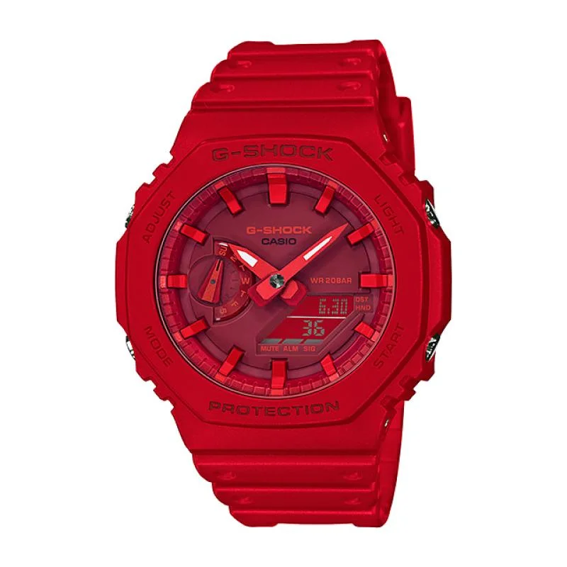 Casio G-Shock Carbon Core Guard Structure Red Resin Band Watch GA2100-4A GA-2100-4A