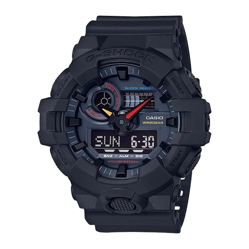 Casio G-Shock GA-700 Lineup Special Color Model Jet Black Resin Band Watch GA700BMC-1A GA-700BMC-1A