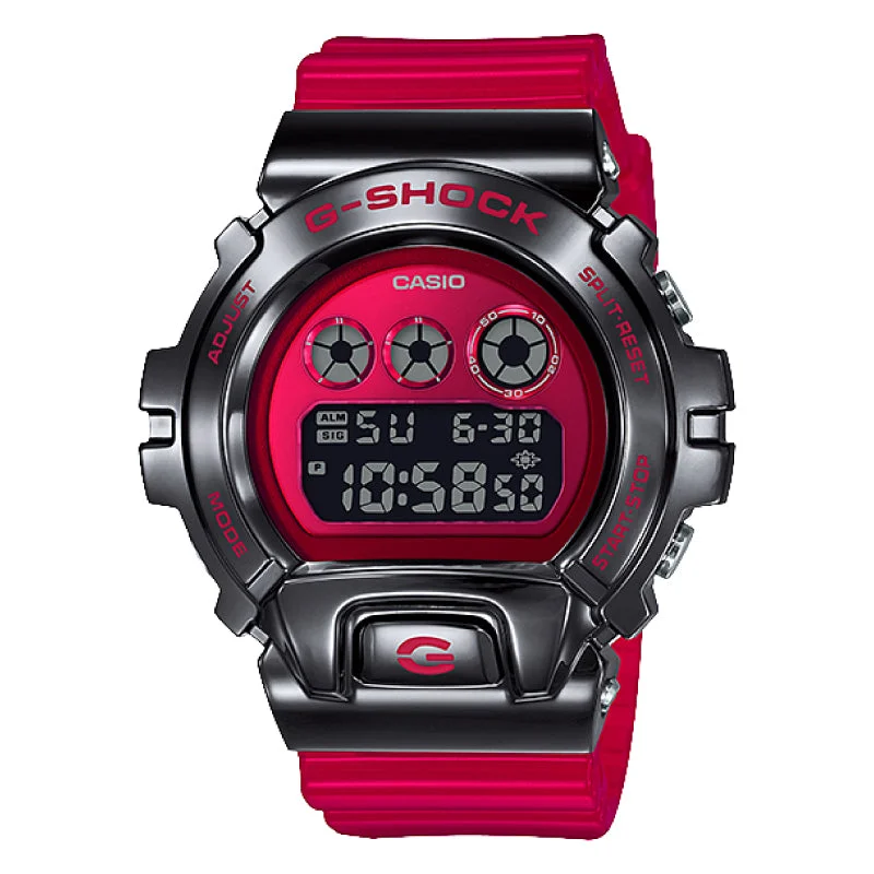 Casio G-Shock Standard Digital Metal-Covered Bezel Red Resin Band Watch GM6900B-4D GM-6900B-4D GM-6900B-4