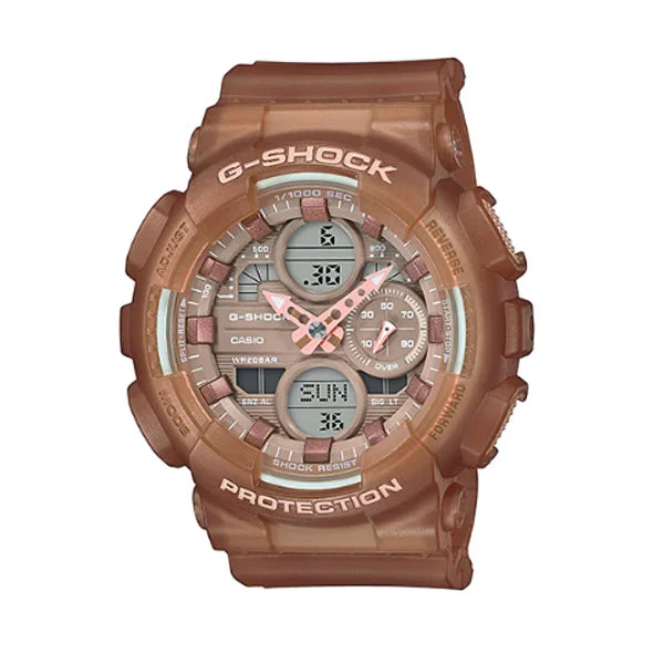 Casio G-Shock S Series for Ladies' GA-140 Lineup Semi-Transparent Brown Resin Band Watch GMAS140NC-5A2 GMA-S140NC-5A2