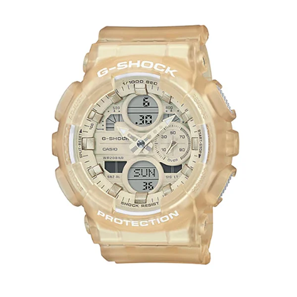 Casio G-Shock S Series for Ladies' GA-140 Lineup Semi-Transparent Off-White Resin Band Watch GMAS140NC-7A GMA-S140NC-7A