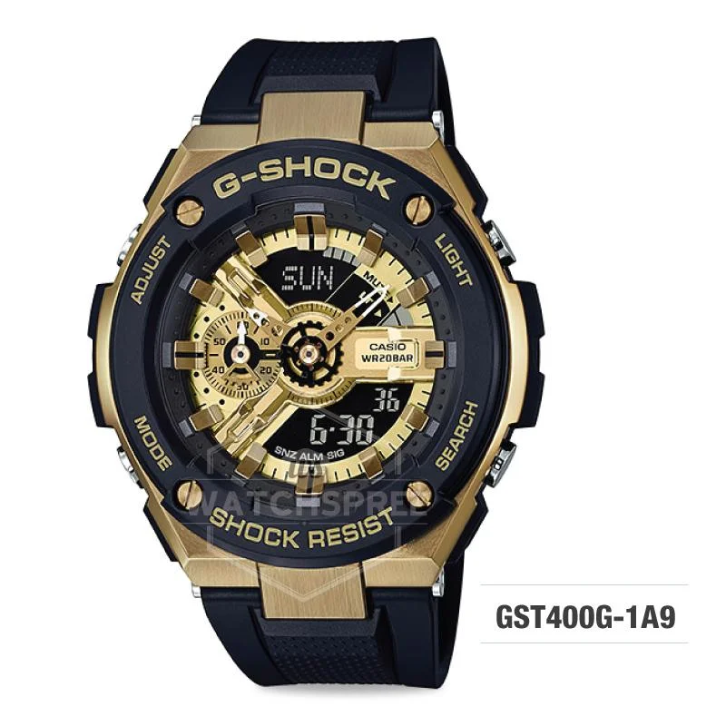 Casio G-Shock G-Steel Black Resin Band Watch GST400G-1A9 GST-400G-1A9