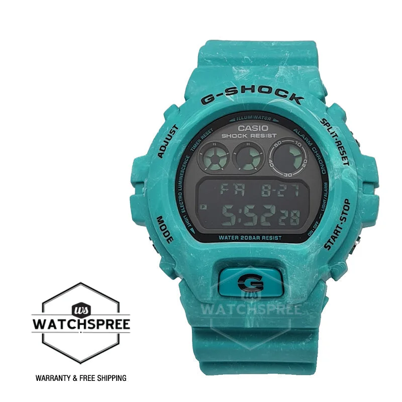 Casio G-Shock DW-6900 Lineup Summer Sea Motif Turquoise Green Resin Band With Ocean Wave Pattern Watch DW6900WS-2D DW-6900WS-2D DW-6900WS-2