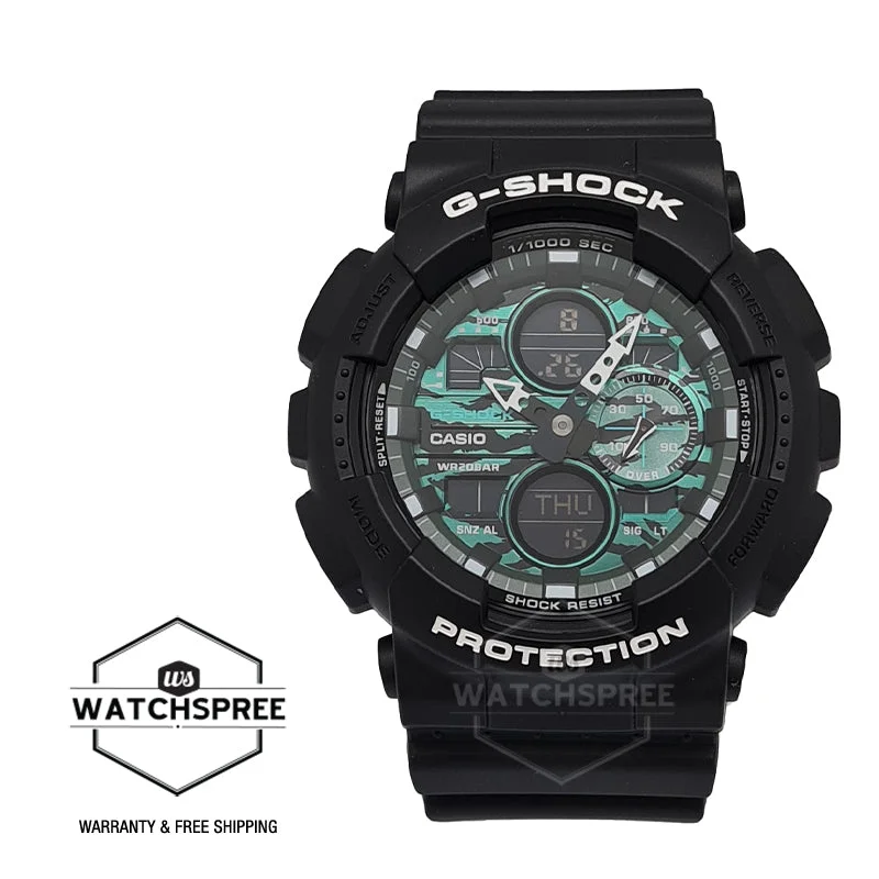 Casio G-Shock Midnight Green GA-140 Lineup Black Resin Band Watch GA140MG-1A GA-140MG-1A