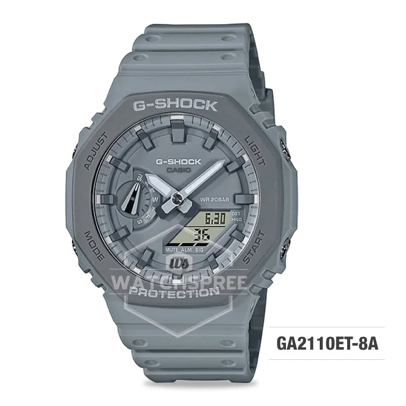 Casio G-Shock Carbon Core Guard Structure Earth Tone Color Series Grey Resin Band Watch GA2110ET-8A GA-2110ET-8A