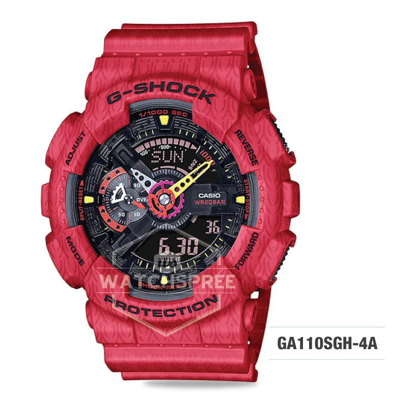 Casio G-Shock GA-110 Lineup JAHAN LOH Collaboration Model Red Resin Band Watch GA110SGH-4A GA-110SGH-4A