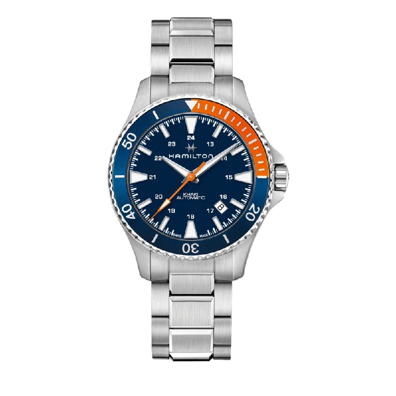 Khaki Navy Scuba Auto Blue Dial Orange Accents