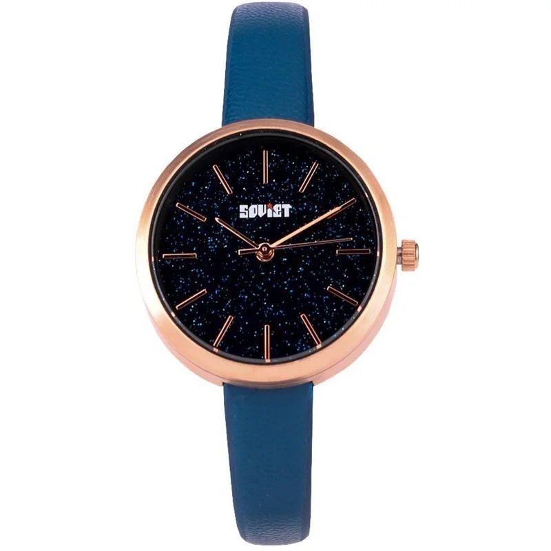 Ladies Soviet Blue Leather Blue Glitter Dial