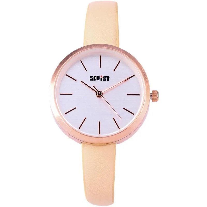 Ladies Soviet Cream Leather white Dial