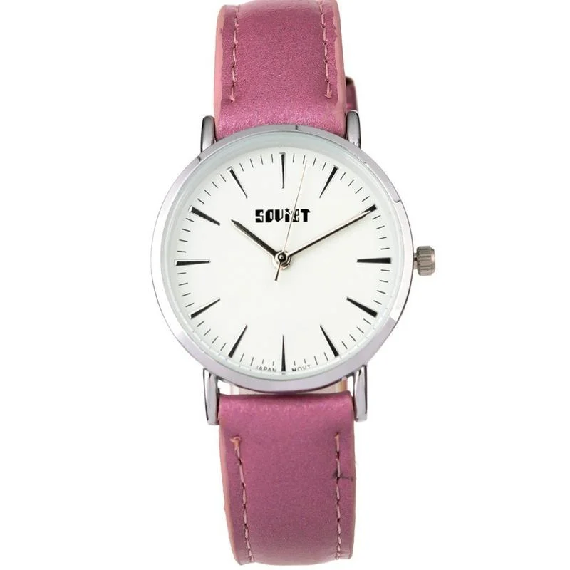 Ladies Soviet  Pink Leather White Dial