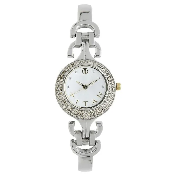 Titan Quartz Analog Silver Dial Stainless Steel Strap Watch for Women 9925bm01j