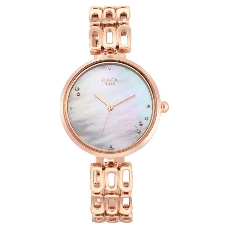 Titan Raga Chic Mother Of Pearl Dial Women Watch With Metal Strap 2659wm01